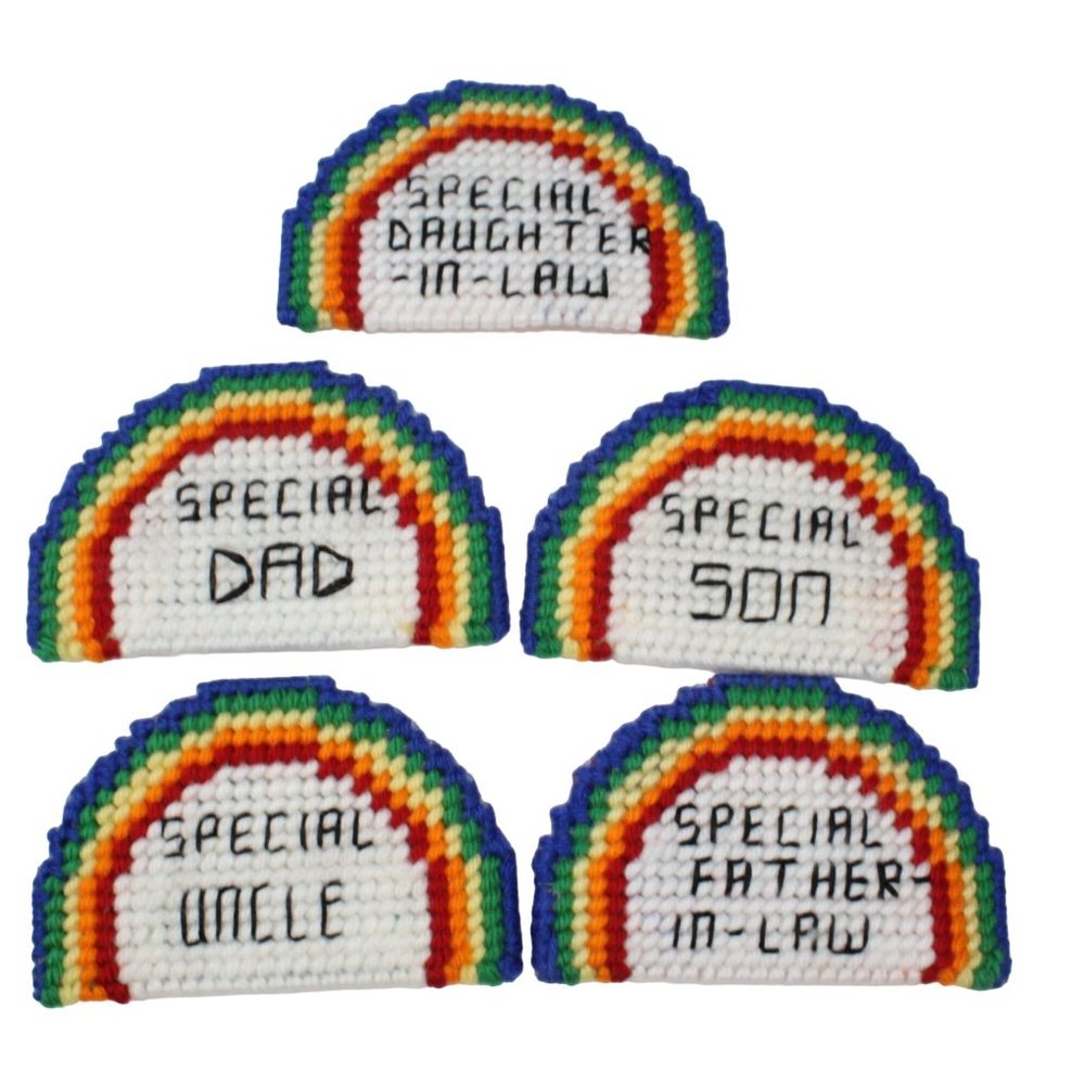 Handmade Stitched Plastic Canvas Rainbow Gay Pride Type Of People Fridge Magnets - Picture 4 of 7